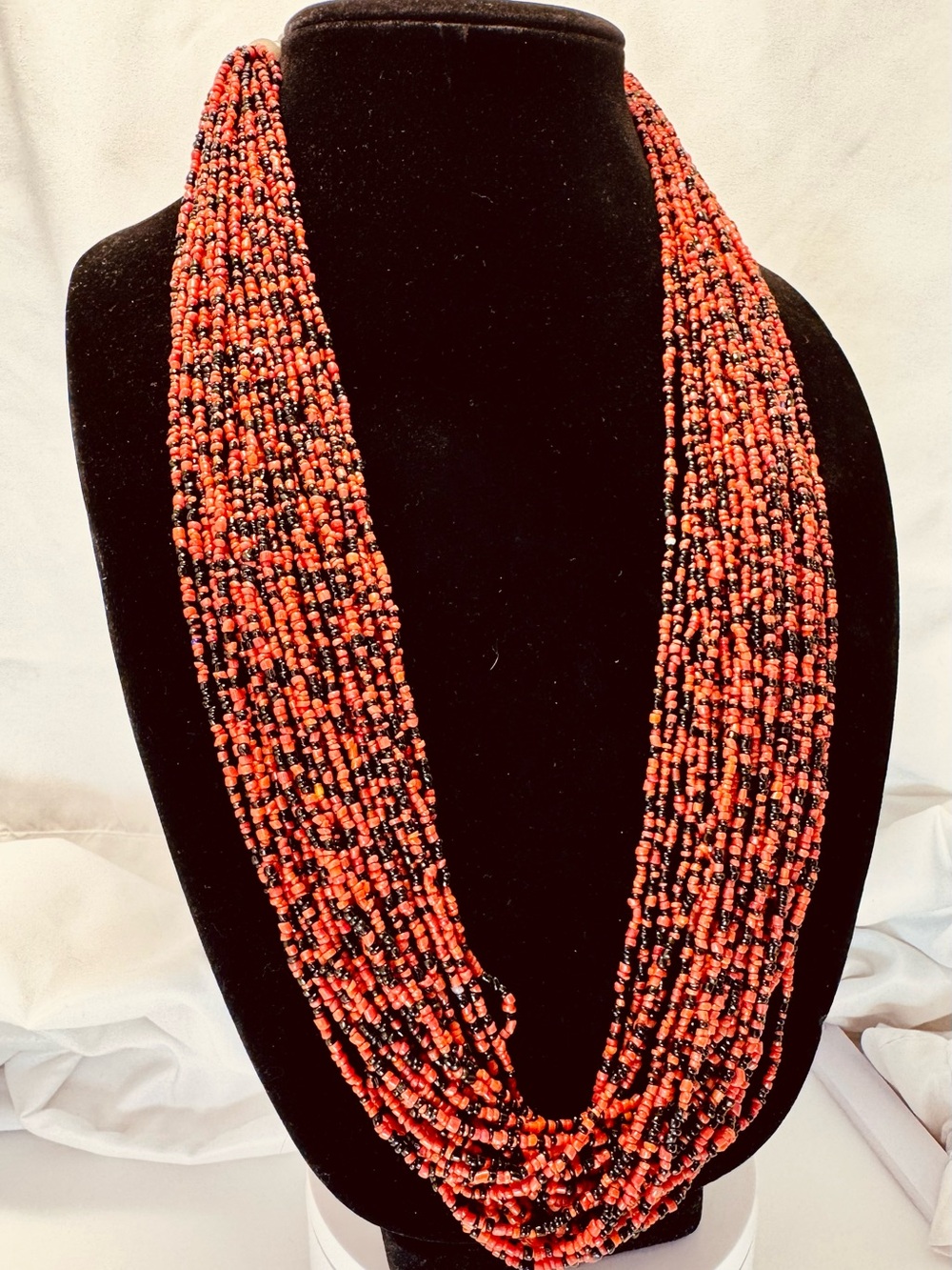 Multi-Strand Red and black Beaded Necklace -gorgeous!!